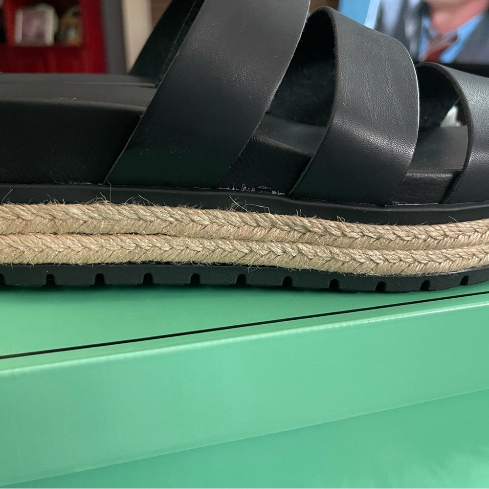 New in box Black three strike slip on sandals, 9 1/2 women’s